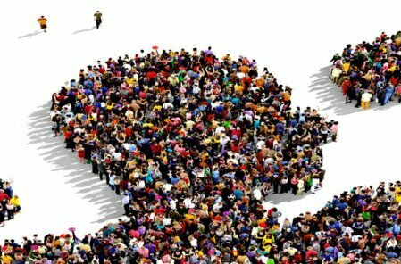strong man image made up of tiny images of people