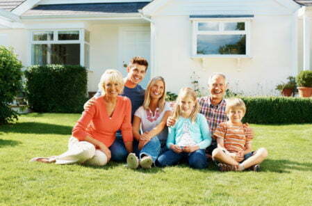 family in garden