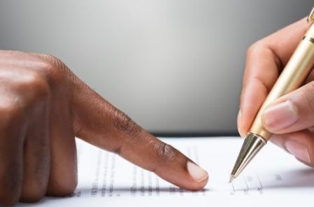 signing a document