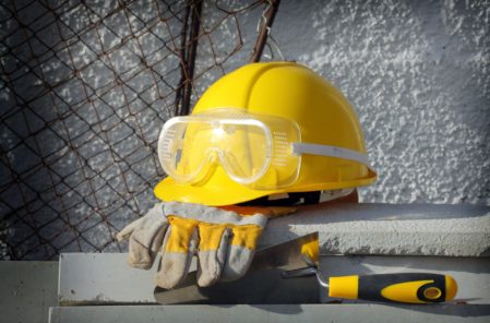 hard hat and work gloves