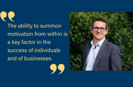 image of Huw miles with a quote about motivation
